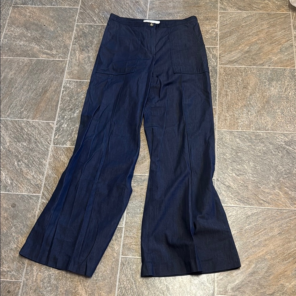 Wide Leg Navy Pants